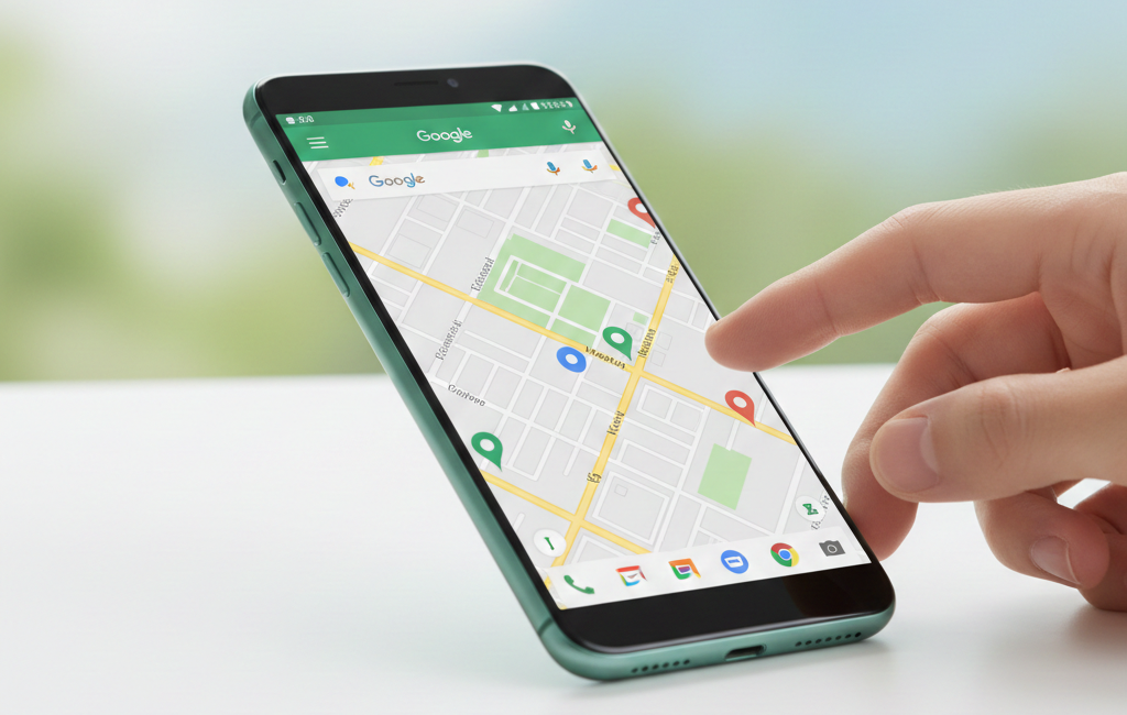 Mobile screen showing a map